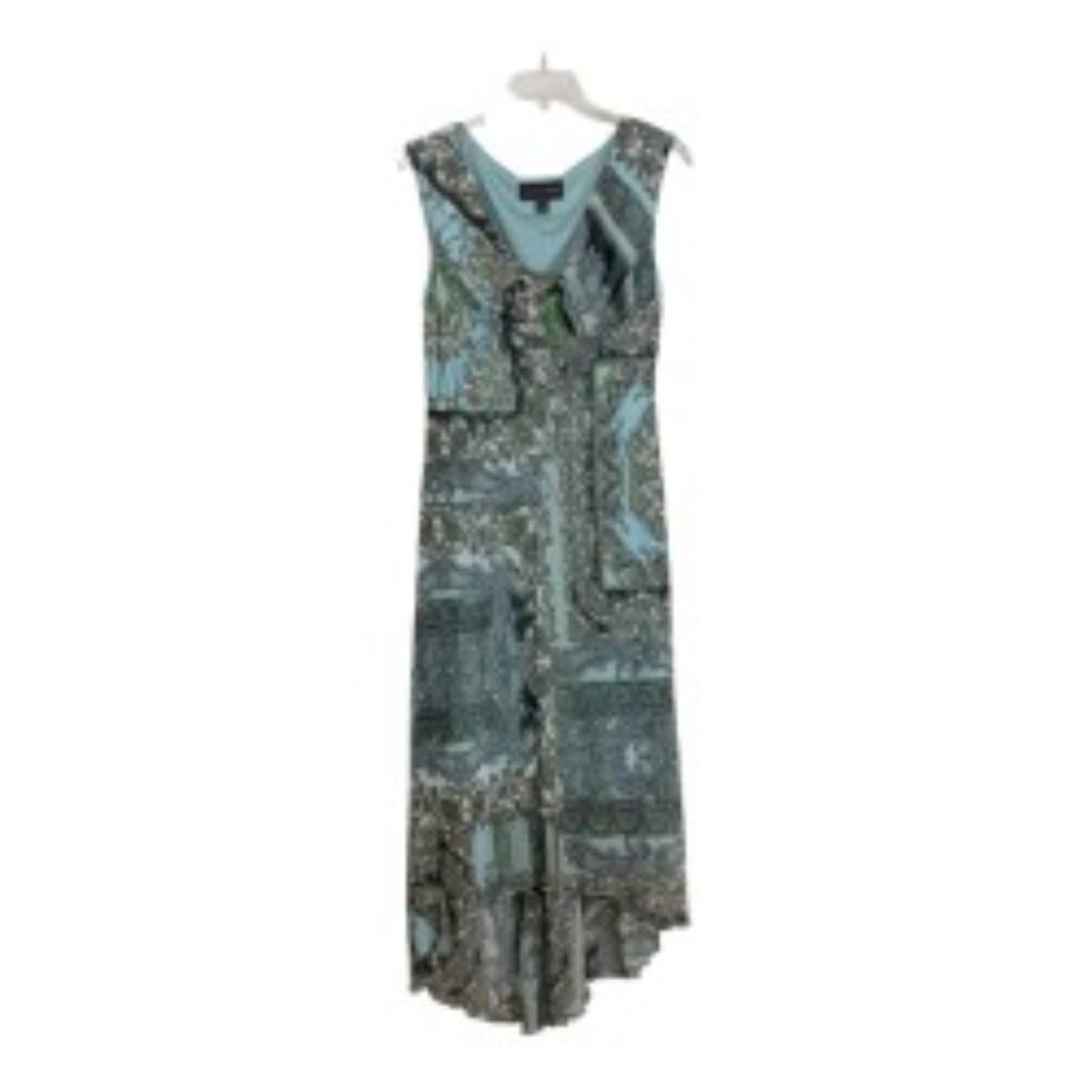 Connected Apparel Y2K Blue Green Paisley Midi Dress Size 12 Y2k Ethereal Baroque